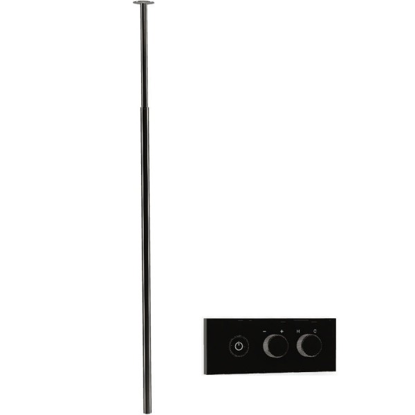 Μπαταρία νιπτήρος εντοιχιζόμενη εξωτερικό μέρος με ρουξούνι οροφής on/off push button 1,60m Black Chrome από ορείχαλκο, χρώμα: Μαύρο επιφάνεια: Γυαλιστερή Οροφής