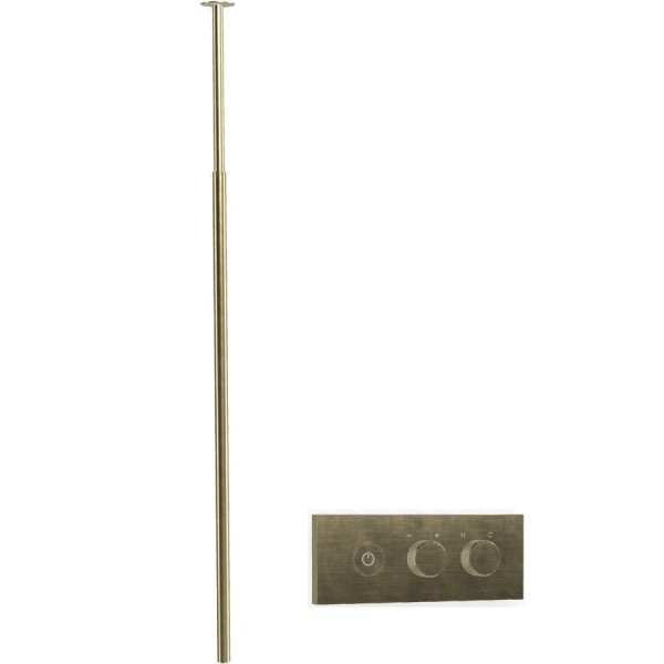 Wash basin tap Wall-mounted - external part with roof rack Brushed Champagne on/off push button material: Brass, color: Gold surface: Brushed Ceiling-mounted