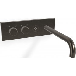 Wash basin tap Wall-mounted - external part mixer With plate With push-open waste set, color: Black Brushed Black Chrome material: Brass surface: Brushed Wall-mounted - external part