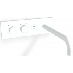 Μπαταρία νιπτήρος εντοιχιζόμενη - εξωτερικό μέρος αναμεικτική με βαλβίδα push-open  με πλακέτα, χρώμα: Λευκό 20,7cm, on/off push button White Matt από ορείχαλκο επιφάνεια: Ματ Εντοιχιζόμενες εξωτερικό μέρος