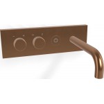 Wash basin tap Wall-mounted - external part mixer With plate With push-open waste set, color: Bronze Brushed Amber Bronze material: Brass surface: Brushed Wall-mounted - external part