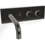 Wash basin tap Wall-mounted - external part mixer With plate With push-open waste set, color: Black Black Chrome material: Brass surface: Glossy Wall-mounted - external part