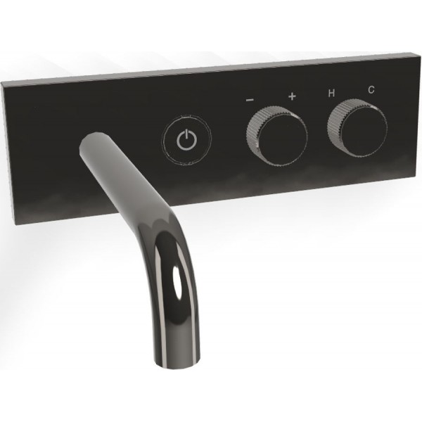 Wash basin tap Wall-mounted - external part mixer With plate With push-open waste set, color: Black Black Chrome material: Brass surface: Glossy Wall-mounted - external part