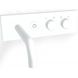 Μπαταρία νιπτήρος εντοιχιζόμενη - εξωτερικό μέρος αναμεικτική με βαλβίδα push-open  με πλακέτα, χρώμα: Λευκό από ορείχαλκο με ρουξούνι 15,7cm δεξιά, on/off push button White Matt επιφάνεια: Ματ Εντοιχιζόμενες εξωτερικό μέρος