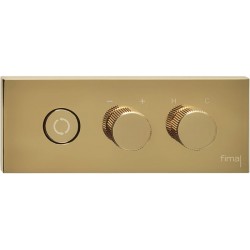 Μπαταρία ντουζιέρας εντοιχιζόμενη εξωτερικό μέρος 2 εξόδων αναμεικτική από ορείχαλκο με πλακέτα on/off push button Gold, χρώμα: Χρυσό επιφάνεια: Γυαλιστερή Εντοιχιζόμενες εξωτερικό μέρος