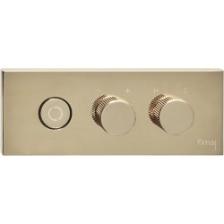 Μπαταρία ντουζιέρας εντοιχιζόμενη εξωτερικό μέρος 2 εξόδων αναμεικτική από ορείχαλκο με πλακέτα on/off push button, Champagne, χρώμα: Χρυσό επιφάνεια: Γυαλιστερή Εντοιχιζόμενες εξωτερικό μέρος