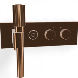 Μπαταρία ντουζιέρας εντοιχιζόμενη εξωτερικό μέρος 2 εξόδων αναμεικτική από ορείχαλκο με πλακέτα με τηλέφωνο, σπιράλ, στήριγμα on/off push button, Amber Bronze, χρώμα: Μπρονζέ επιφάνεια: Γυαλιστερή Εντοιχιζόμενες εξωτερικό μέρος