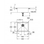 Sink Stainless (Steel) 55x45 material: Inox surface: Matt free nested / Undermount 1 bowl, color: Chrome Stainless steel