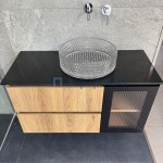Furniture base without washbasin 99x45x50 material: Wood composite wall mounted, color: Wood Oak Cabinets without wash basin