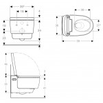Σετ Λεκάνη επίτοιχη (κρεμαστή) με ντους υψηλής πίεσης + Κάλυμμα Wrapover ηλεκτρονική με αυτοκαθαρισμό KeraTect, με καπάκι Λευκό 59x39,5 επιφάνεια: Γυαλιστερή, χρώμα: Λευκό Επίτοιχες με ντους