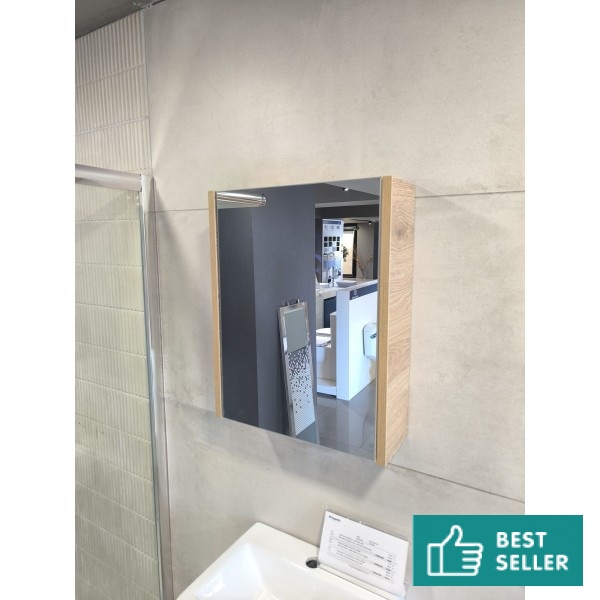 Bathroom mirror, shape: Rectangle 60x55x15 material: Wood composite, color: Wood Oak