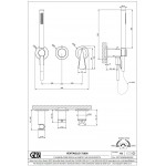 Shower tap Wall-mounted external part 2 way 3 holes material: Brass mixer with hand shower, hose and holder Warm Bronze Brushed PVD, color: Bronze surface: Brushed Wall-mounted - external part
