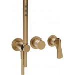 Shower tap Wall-mounted external part 2 way 3 holes material: Brass mixer with hand shower, hose and holder Warm Bronze Brushed PVD, color: Bronze surface: Brushed Wall-mounted - external part