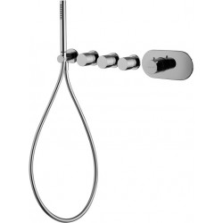 Μπαταρία ντουζιέρας εντοιχιζόμενη εξωτερικό μέρος 3 εξόδων 5 οπών αναμεικτική από ορείχαλκο με ξεχωριστές εξόδους με τηλέφωνο, σπιράλ, στήριγμα 5 οπών, χρώμα: Χρωμέ επιφάνεια: Γυαλιστερή Εντοιχιζόμενες εξωτερικό μέρος