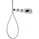 Shower tap Wall-mounted external part 2 way 4 holes material: Brass mixer with hand shower, hose and holder with separate exits, color: Chrome surface: Glossy Wall-mounted - external part