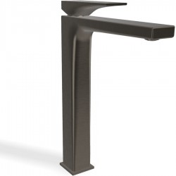 Wash basin tap Deck-mounted for free-standing washbasin material: Brass mixer With push-open waste set, color: Black surface: Brushed Deck-mounted