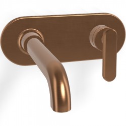 Wash basin tap Wall-mounted - external part mixer With plate With push-open waste set, color: Bronze material: Brass surface: Brushed Wall-mounted - external part