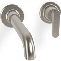 Wash basin tap Wall-mounted - external part 2 holes mixer With push-open waste set, color: Chrome material: Brass surface: Brushed Wall-mounted - external part