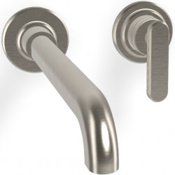 Wash basin tap Wall-mounted - external part 2 holes mixer With push-open waste set, color: Chrome material: Brass surface: Brushed Wall-mounted - external part