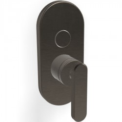 Shower tap Wall-mounted external part 2 way material: Brass mixer With plate without hand shower, hose and holder, color: Black surface: Brushed Wall-mounted - external part