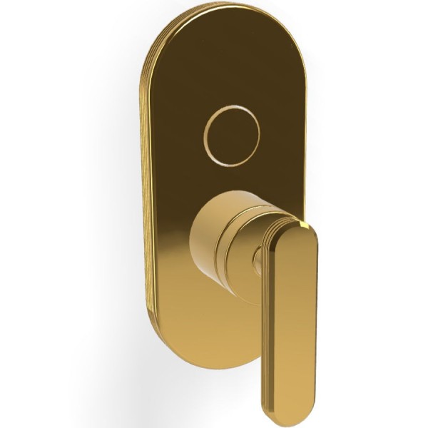 Shower tap Wall-mounted external part 2 way material: Brass mixer With plate without hand shower, hose and holder, color: Gold surface: Glossy Wall-mounted - external part