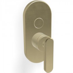 Shower tap Wall-mounted external part 2 way material: Brass mixer With plate without hand shower, hose and holder, color: Gold surface: Brushed Wall-mounted - external part