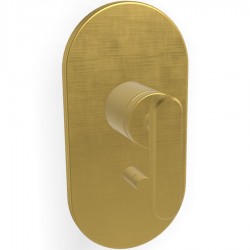 Shower tap Wall-mounted external part 2 way material: Brass mixer With plate without hand shower, hose and holder, color: Gold surface: Brushed Wall-mounted - external part