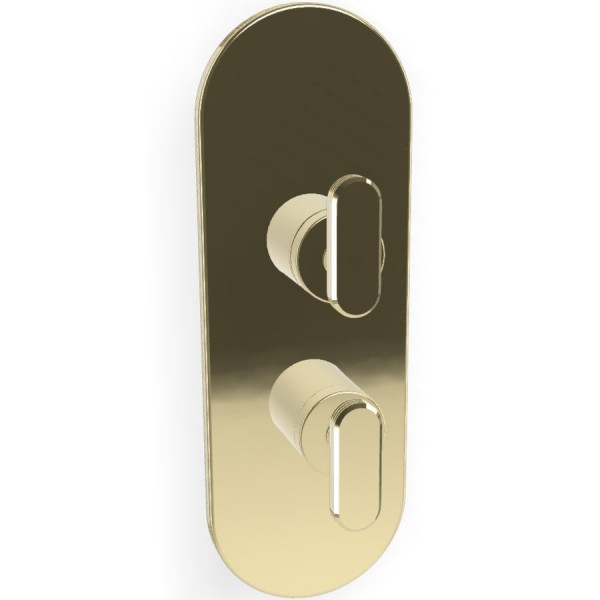 Shower tap Wall-mounted external part 3 way material: Brass mixer With plate without hand shower, hose and holder, color: Gold surface: Glossy