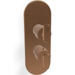 Shower tap Wall-mounted external part 3 way material: Brass thermostatic With plate without hand shower, hose and holder, color: Bronze surface: Brushed Wall-mounted - external part