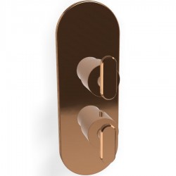 Shower tap Wall-mounted external part 3 way material: Brass thermostatic With plate without hand shower, hose and holder, color: Bronze surface: Glossy