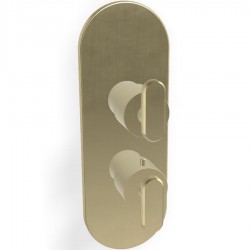 Shower tap Wall-mounted external part 3 way material: Brass thermostatic With plate without hand shower, hose and holder, color: Gold surface: Brushed Wall-mounted - external part
