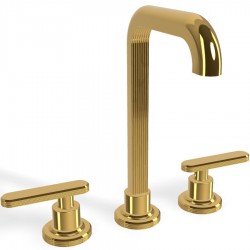 Wash basin tap Deck-mounted dual-level L size material: Brass With push-open waste set, color: Gold surface: Glossy Deck-mounted