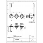 Shower tap Wall-mounted external part 2 way 3 holes material: Brass mixer with hand shower, hose and holder, color: Gold surface: Brushed Wall-mounted - external part