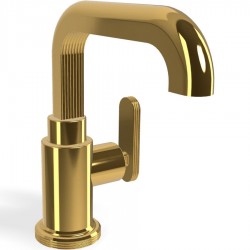 Wash basin tap Deck-mounted L size material: Brass mixer With push-open waste set, color: Gold surface: Glossy Deck-mounted