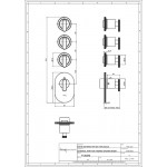 Shower tap Wall-mounted external part 3 way 4 holes material: Brass thermostatic with separate exits without hand shower, hose and holder, color: Gold surface: Glossy
