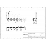 Shower tap Wall-mounted external part 3 way 5 holes material: Brass thermostatic with hand shower, hose and holder with separate exits, color: Black surface: Brushed Wall-mounted - external part