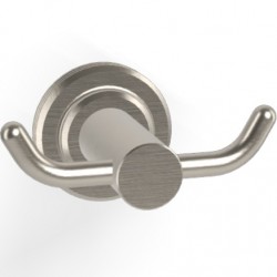 Hook double Flat wall mounted material: Brass, color: Chrome surface: Brushed Hooks