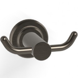 Hook double Flat wall mounted material: Brass, color: Black surface: Brushed Hooks