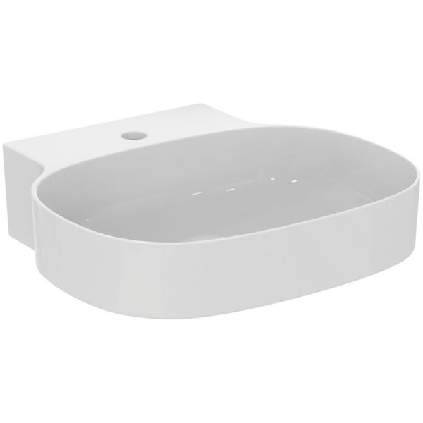 Washbasin Wall-mounted 50x48x13,5 With 1 bowl With hole in the middle Without overflow material: Porcelain, color: White surface: Glossy Wall-mounted