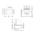 Wall-mounted toilet with shower & toilet seat, style: Wrapover Self-Cleaning smart toilet 57x37,5 surface: Glossy, color: White Wall-mounted shower-toilets