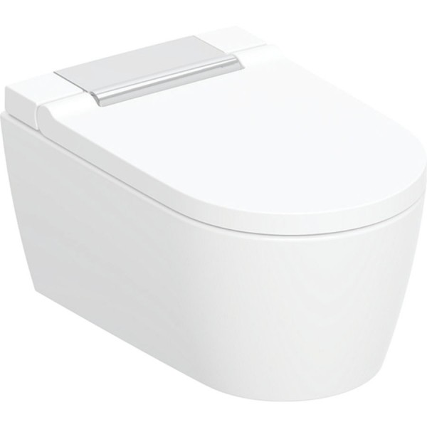 Wall-mounted toilet with shower & toilet seat, style: Wrapover Self-Cleaning smart toilet 57x37,5 surface: Glossy, color: White Wall-mounted shower-toilets