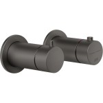 Shower tap Wall-mounted external part 2 holes 2 way material: Brass thermostatic without hand shower, hose and holder, color: Black surface: Brushed Wall-mounted - external part