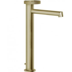 Wash basin tap Deck-mounted for free-standing washbasin material: Brass mixer With pop-up waste set, color: Gold surface: Brushed Deck-mounted