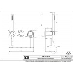 Shower tap Wall-mounted external part 2 way 3 holes material: Brass mixer with hand shower, hose and holder, color: Chrome surface: Brushed Wall-mounted - external part