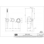 Shower tap Wall-mounted external part 2 way 3 holes material: Brass mixer with hand shower, hose and holder, color: Gold surface: Brushed Wall-mounted - external part
