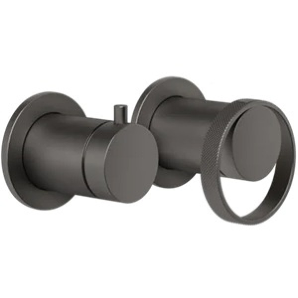 Shower tap Wall-mounted external part 2 holes 2 way material: Brass mixer without hand shower, hose and holder, color: Black surface: Brushed Wall-mounted - external part