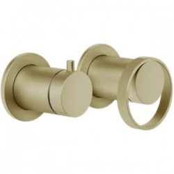 Shower tap Wall-mounted external part 2 holes 2 way material: Brass mixer without hand shower, hose and holder, color: Gold surface: Brushed Wall-mounted - external part