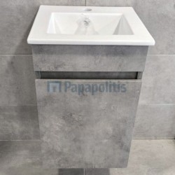 Βάση επίπλου χωρίς νιπτήρα 39x40x60 από ξύλο συνθετικό με ντουλάπι, (χρώμα 7743) επίτοιχου τύπου, χρώμα: Γκρι