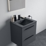 Νιπτήρας ένθετος 61x51 από πορσελάνη Glossy Grey με μία οπή με υπερχείλιση, χρώμα: Γκρι επιφάνεια: Γυαλιστερή Ένθετοι