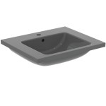 Νιπτήρας ένθετος 61x51 από πορσελάνη Glossy Grey με μία οπή με υπερχείλιση, χρώμα: Γκρι επιφάνεια: Γυαλιστερή Ένθετοι